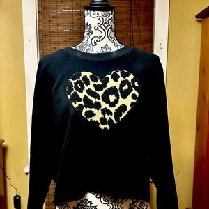 Sundry women’s black sweatshirt with animal heart print.